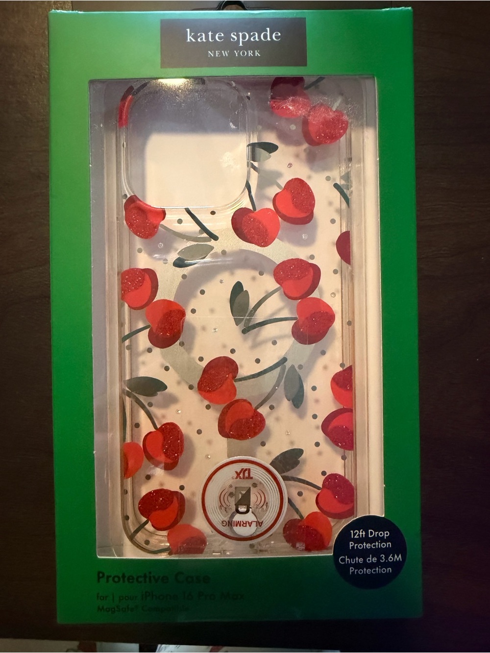 Kate Spade IPhone 16 Pro Max Cherry sparkle MagSafe case like new with box